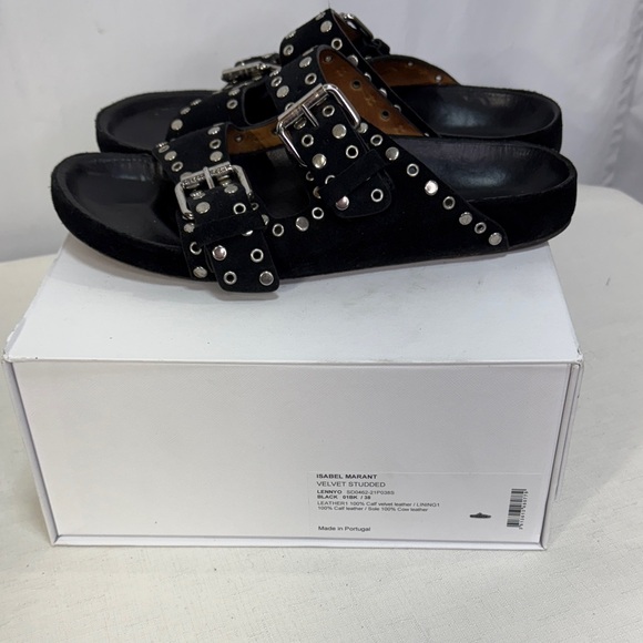 Isabel Marant Black suede Studded Sandals Lennyo - Picture 1 of 13